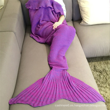 Venta al por mayor Hot Wholesales Fleece Adult Children Knitted Mermaid Tail Blanket